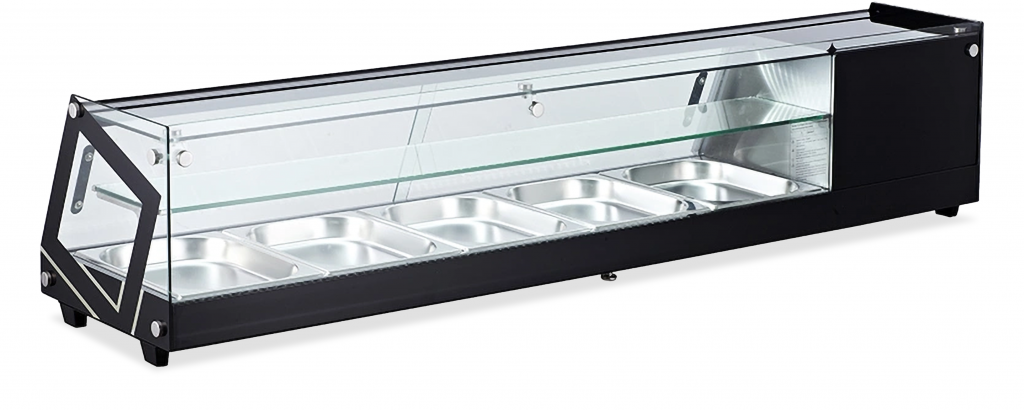Omcan 44395 69-inch Refrigerated Sushi Showcase with Flat Glass