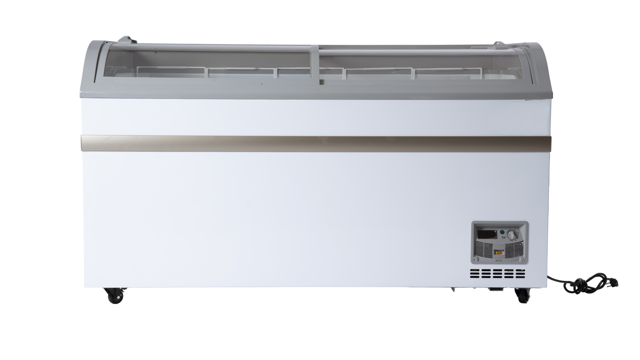 AFE XS-500 Curved Glass Top Chest Freezer - 58" Width