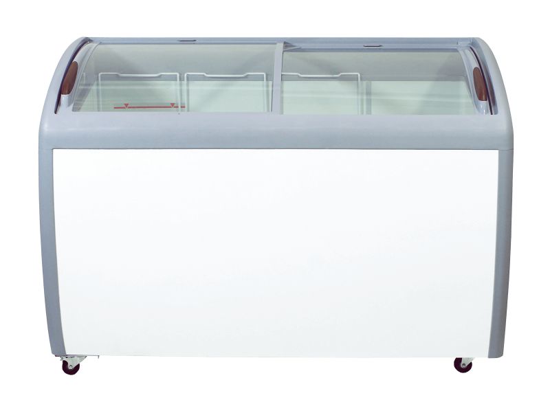 AFE XS-460 Curved Glass Top Novelty Chest Freezer with LED Lights - 60" Width