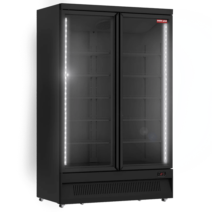 New Air NGR-49-HB 49" DOUBLE GLASS DOOR COOLER ALL BLACK
