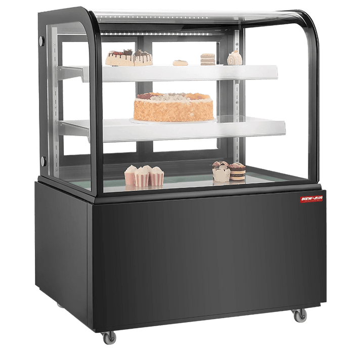New Air NDC-36-CG 36" CURVED GLASS REFRIGERATED BLACK DISPLAY CASE