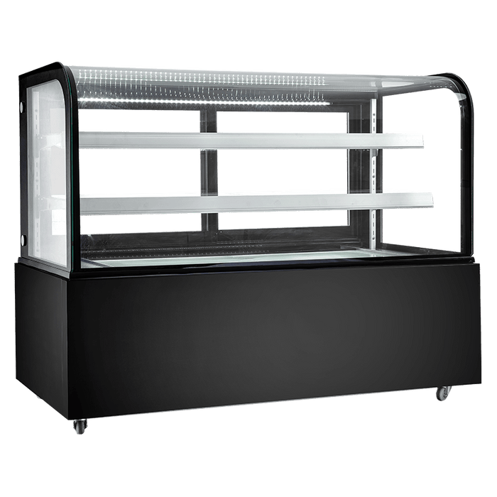 New Air NDC-60-CG 60" CURVED GLASS REFRIGERATED BLACK DISPLAY CASE