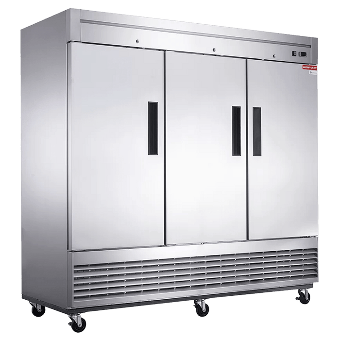 New Air NSR-182-H 3 SOLID DOOR STAINLESS STEEL REFRIGERATOR
