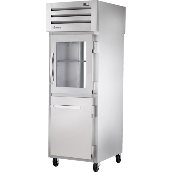 TRUE STG1RPT-1HG/1HS-1G-HC Pass-Thru Combination Half Front/Glass Rear Swing Doors Refrigerator with Hydrocarbon Refrigerant