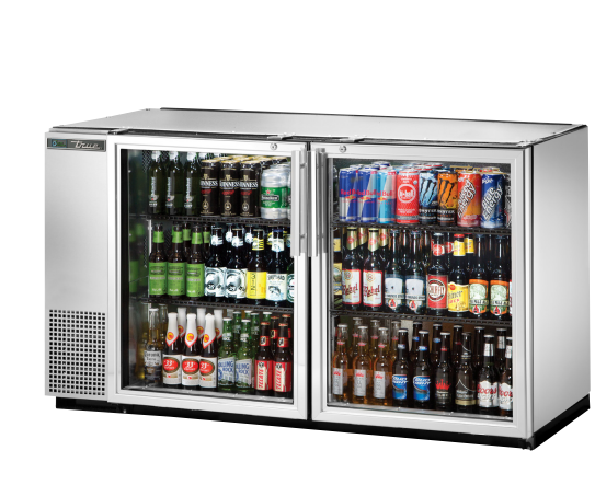 TRUE TBB-24GAL-60G-S-HC-LD Glass Swing Door Galvanized Top Stainless Steel 24" Back Bar Cooler with LED Lighting & Hydrocarbon Refrigerant