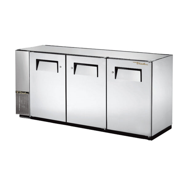 TRUE TBB-24GAL-72-S-HC Stainless Steel Solid 3-Door Back Bar Refrigerator With Galvanized Top & Hydrocarbon Refrigerant