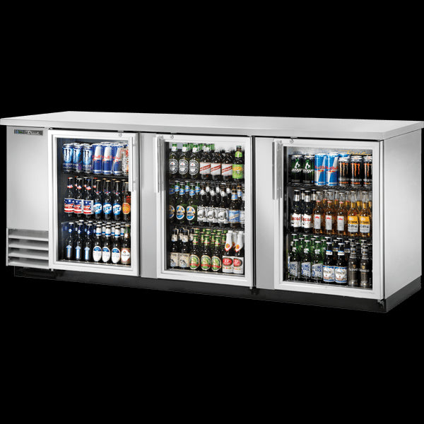 TRUE TBB-4G-HC-LD Glass Swing Door Stainless Steel Back Bar Cooler with LED Lighting & Hydrocarbon Refrigerant