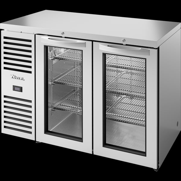 TRUE TBR48-RISZ1-L-S-GG-1 Reach-In Single Zone Refrigerator with Left Side Refrigeration System. Stainless Exterior and Glass Swing Doors