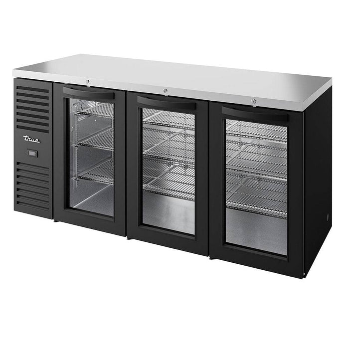 TRUE TBR84-RISZ1-L-B-GGG-1 Bar Refrigerator - 3 Swinging Glass Doors