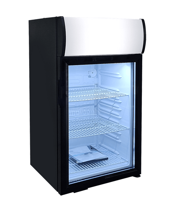 EFI C1-68GDCT-L Glass Door Countertop Fridge with Signage/Display Box