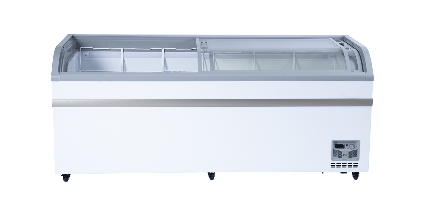 AFE XS-700YX Curved Glass Top Chest Freezer - 79" Width