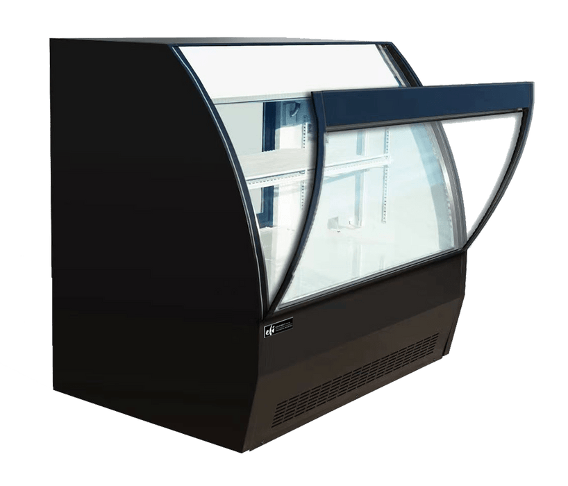 EFI CDC-1200B-F Front-Open Refrigerated Deli Display Case with Curved Glass and Gravity Coil