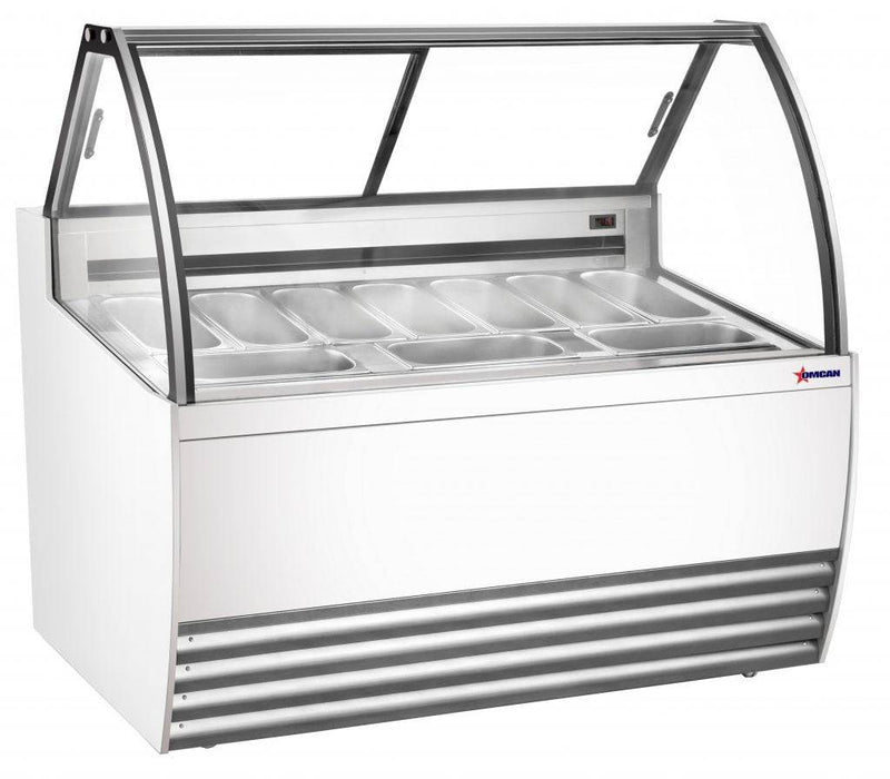 Omcan 47498 55″ Gelato Display Showcase (White Exterior) with 10 Pans