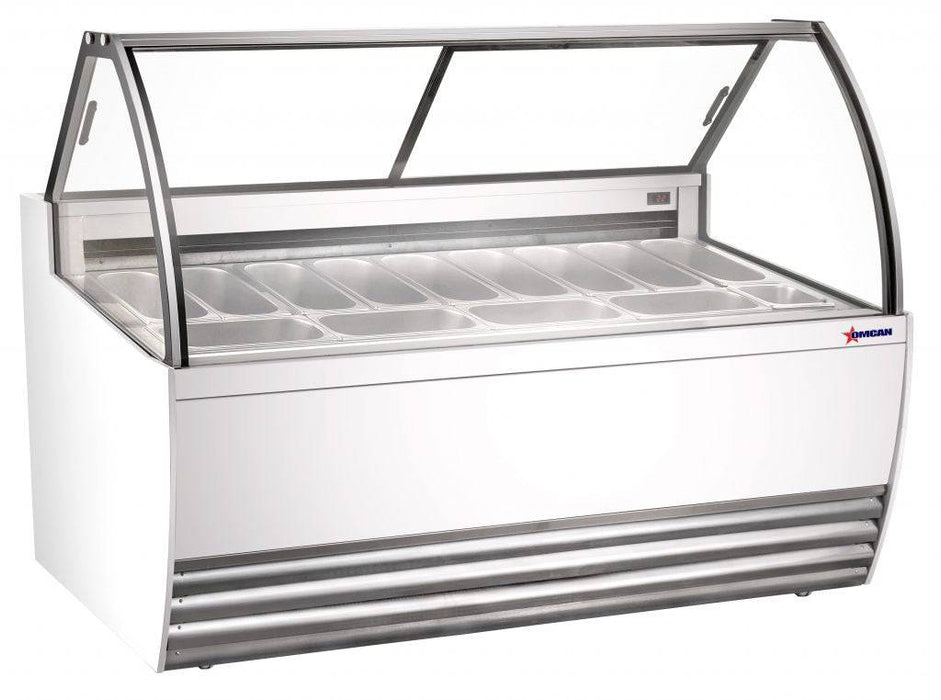 Omcan 47572 69.5″ Gelato Display Showcase (White Exterior) with 13 Pans