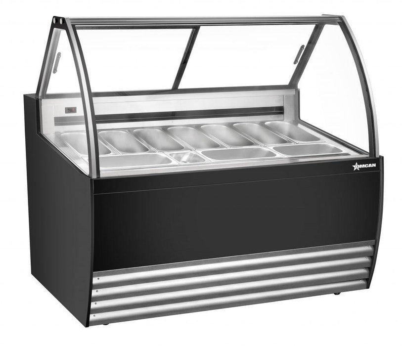 Omcan 49007 55″ Gelato Display Showcase (Black Exterior) with 10 Pans