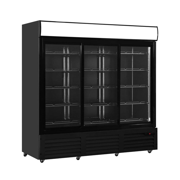 AFE G58B Three Sliding Glass Door Cooler with Black Interior - 78" Width