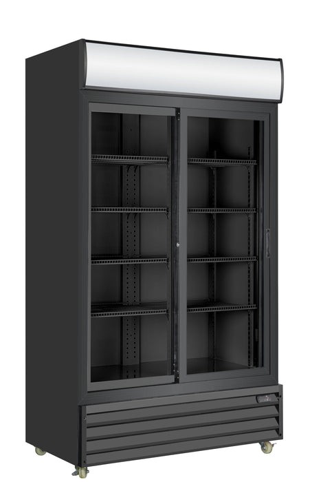 AFE G27B TWO SLIDING GLASS DOOR DISPLAY REFRIGERATOR WITH BLACK INTERIOR - 44" WIDTH