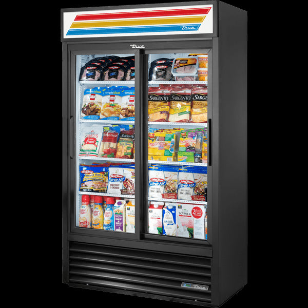 TRUE GDM-41SL-HC-LD Slide Door Slim Line Refrigerator with Hydrocarbon Refrigerant & LED Lighting