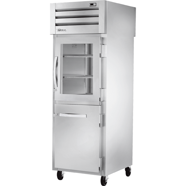 TRUE STA1RPT-1HG/1HS-1S-HC Pass-Thru Combination Half Front/Solid Rear Swing Doors Refrigerator with Hydrocarbon Refrigerant