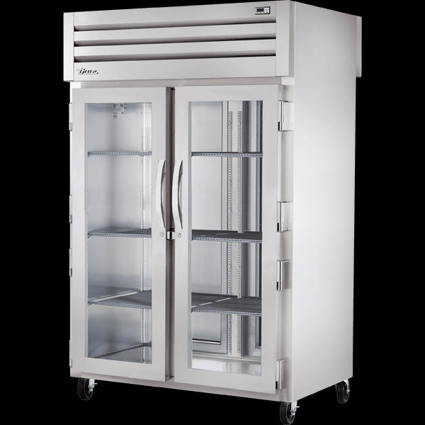 TRUE STA2HPT-2G-2S Pass-Thru Glass Front/Solid Rear Swing Doors Heated Cabinet