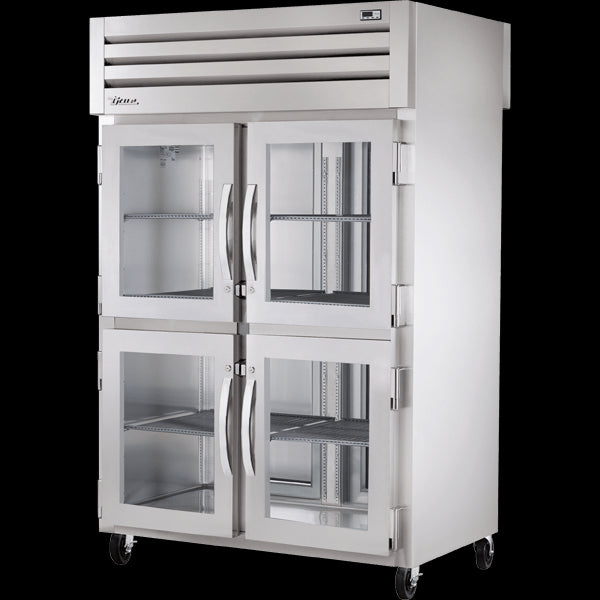 TRUE STA2RPT-4HG-2S-HC Pass-Thru Glass Half Front/Solid Rear Swing Doors Refrigerator with Hydrocarbon Refrigerant