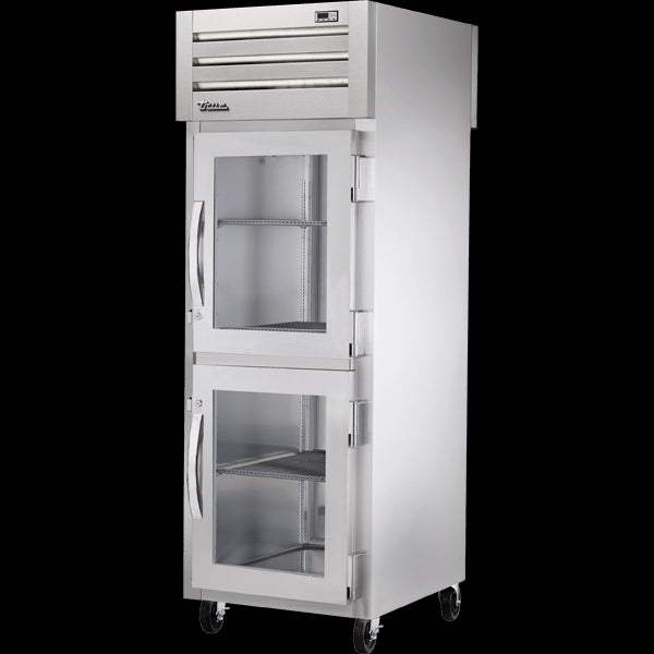 TRUE STG1RPT-2HG-1S-HC Pass-Thru Half Glass Front/Solid Rear Swing Doors Refrigerator with Hydrocarbon Refrigerant