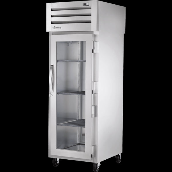 TRUE STR1HPT-1G-1S Pass-Thru Glass Front/Solid Rear Swing Doors Heated Cabinet