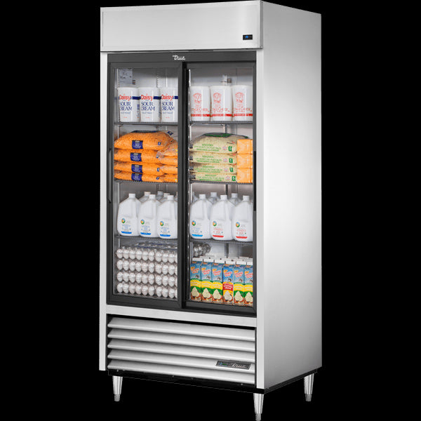 TRUE TSD-33-HC Reach-In Solid Slide Door Refrigerator with Hydrocarbon Refrigerant & LED Lighting