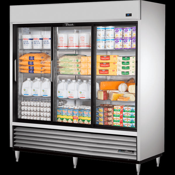 TRUE TSD-69G-HC-LD Reach-In Glass Slide Door Refrigerator with Hydrocarbon Refrigerant and LED Lighting