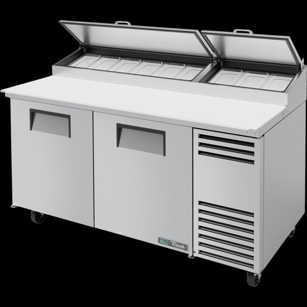 TRUE TPP-AT-67-HC~SPEC3 Solid Door Pizza Prep Table with Angled Top and Hydrocarbon Refrigerant