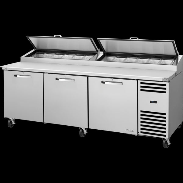 TRUE TPP-AT2-93-HC~SPEC3 Solid Door Pizza Prep Table with Angled Top Version 2 and Hydrocarbon Refrigerant~Spec Package 3