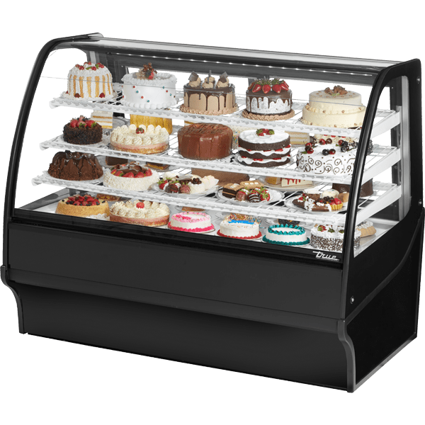 TRUE TDM-R-59-GE/GE-B-W Curved Glass, Glass End Refrigerator with Black Exterior and White Interior