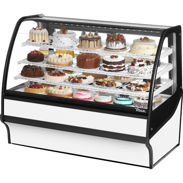 TRUE TDM-R-59-GE/GE-S-S Curved Glass, Glass End Refrigerator with White Exterior and White Interior