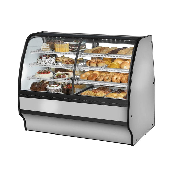 TRUE TGM-DZ-48-SC/SC-S-S Full Service Dual Zone Bakery Case w/ Curved Glass