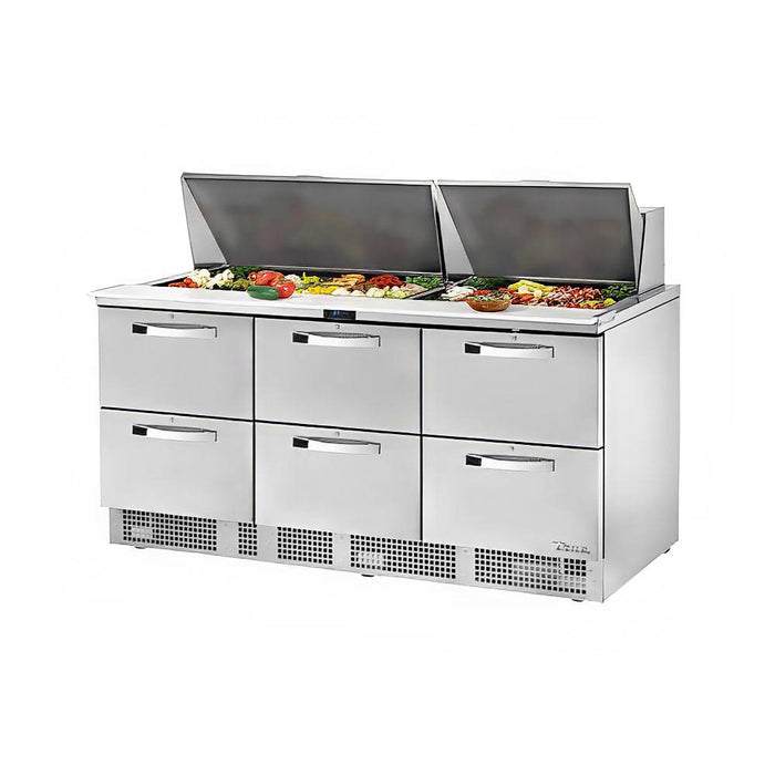 TRUE TFP-72-30M-D-6~SPEC3 Sandwich/Salad Prep Table w/ Refrigerated Base