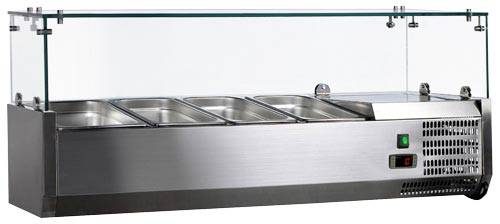 Omcan 46679 47-inch Refrigerated Topping Rail with Glass Guard