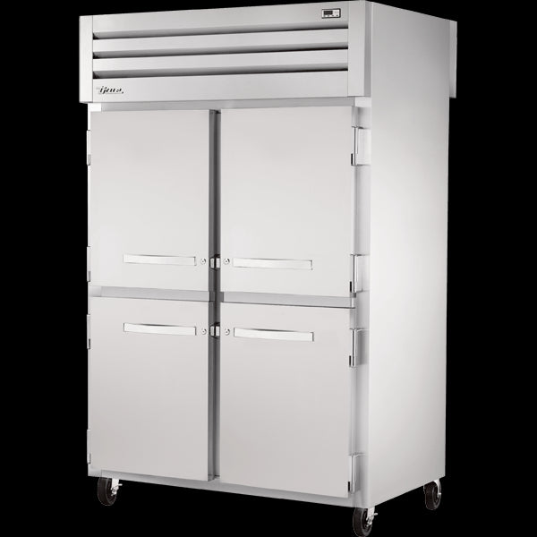 TRUE STA2RPT-4HS-2G-HC Pass-Thru Solid Half Front/Glass Rear Swing Doors Refrigerator with Hydrocarbon Refrigerant