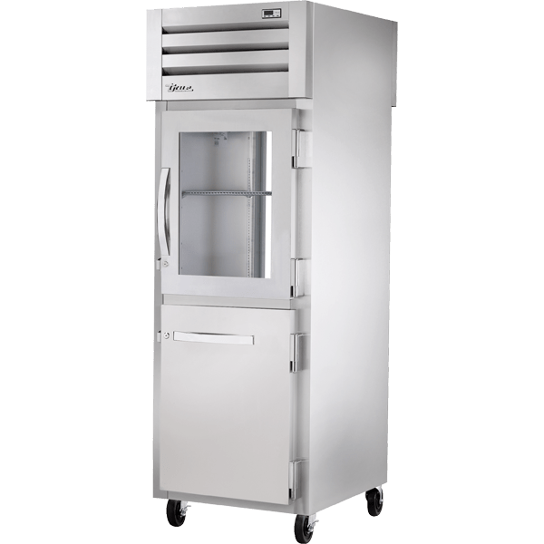 TRUE STG1RPT-1HG/1HS-1G-HC Pass-Thru Combination Half Front/Glass Rear Swing Doors Refrigerator with Hydrocarbon Refrigerant