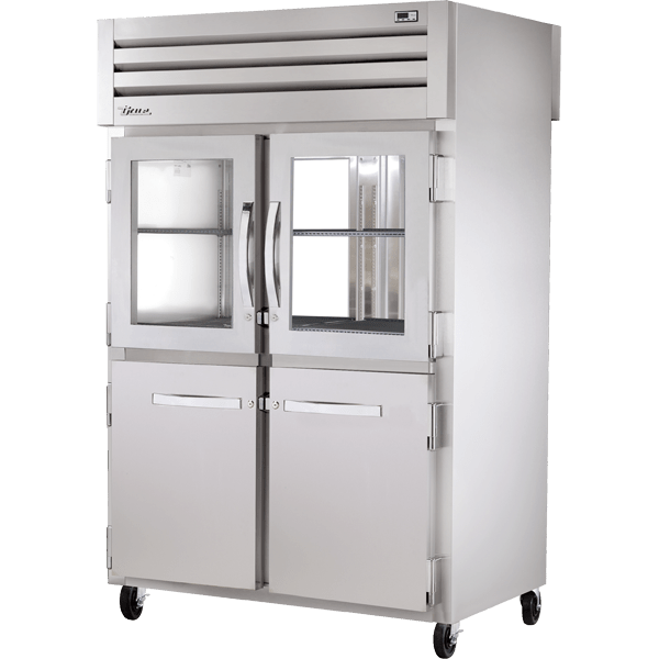 TRUE STG2RPT-2HG/2HS-2G-HC Pass-Thru Combination Half Front/Glass Rear Swing Doors Refrigerator with Hydrocarbon Refrigerant