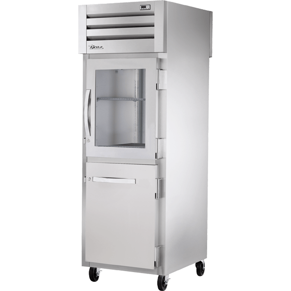 TRUE STR1RPT-1HG/1HS-1S-HC Pass-Thru Combination Half Front/Solid Rear Swing Doors Refrigerator with Hydrocarbon Refrigerant