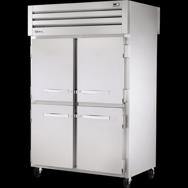 TRUE STR2RPT-4HS-2S-HC Pass-Thru Solid Half Front/Solid Rear Swing Doors Refrigerator with Hydrocarbon Refrigerant