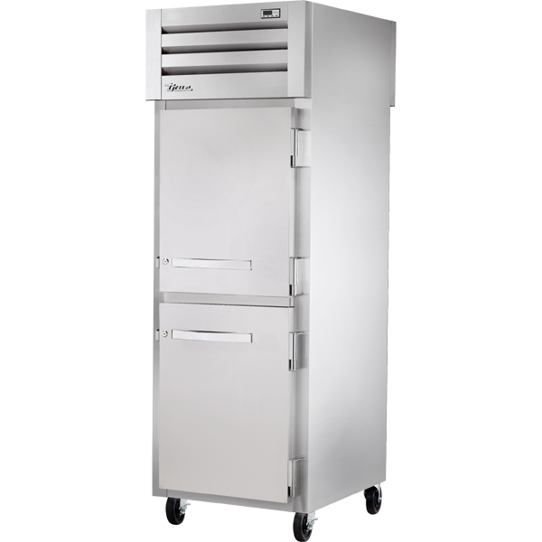 TRUE STR1RPT-2HS-1S-HC Pass-Thru Solid Half Front/Solid Rear Swing Doors Refrigerator with Hydrocarbon Refrigerant