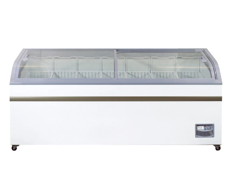 AFE XS-700 Curved Glass Top Novelty Chest Freezer with LED Lights - 79" Width