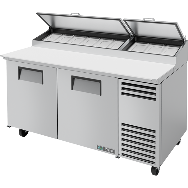 TRUE TPP-AT-67-HC~SPEC3 Solid Door Pizza Prep Table with Angled Top and Hydrocarbon Refrigerant