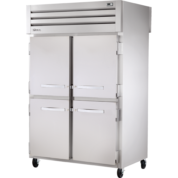 TRUE STR2RPT-4HS-2S-HC Pass-Thru Solid Half Front/Solid Rear Swing Doors Refrigerator with Hydrocarbon Refrigerant