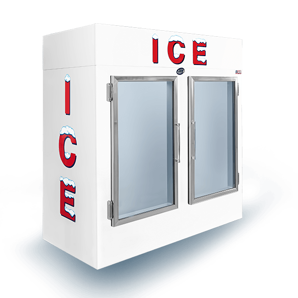 Leer Model 60 - 73" Indoor Ice Merchandiser with Glass Doors - 60 Cu. Ft.