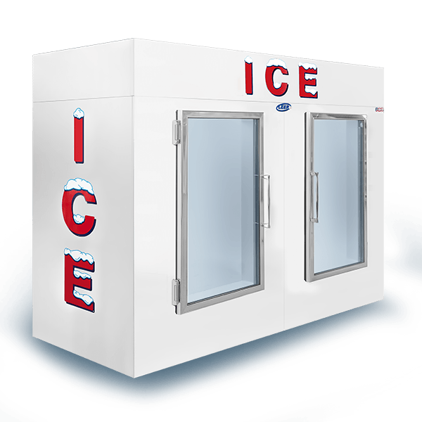 Leer Model 100 - 94" Indoor Ice Merchandiser with Glass Doors - 100 Cu. Ft.