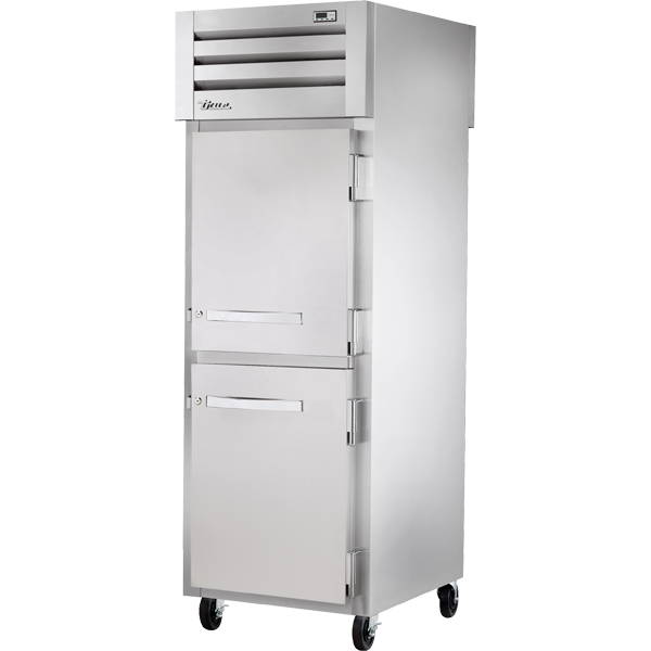 TRUE STA1RPT-2HS-1S-HC Pass-Thru Solid Half Front/Solid Half Rear Swing Doors Refrigerator with Hydrocarbon Refrigerant