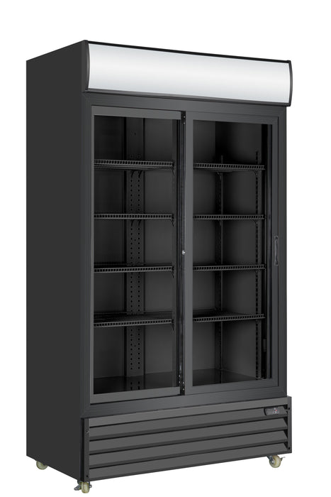 AFE G25B Two Sliding Glass Door Display Refrigerator with Black Interior - 40" Width