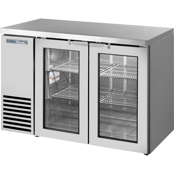 TRUE TBB24-48-2G-Z1-SFT-S-1 Glass Swing Door Stainless Steel 24" Back Bar Cooler with LED Lighting & Hydrocarbon Refrigerant